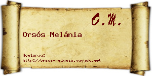 Orsós Melánia névjegykártya